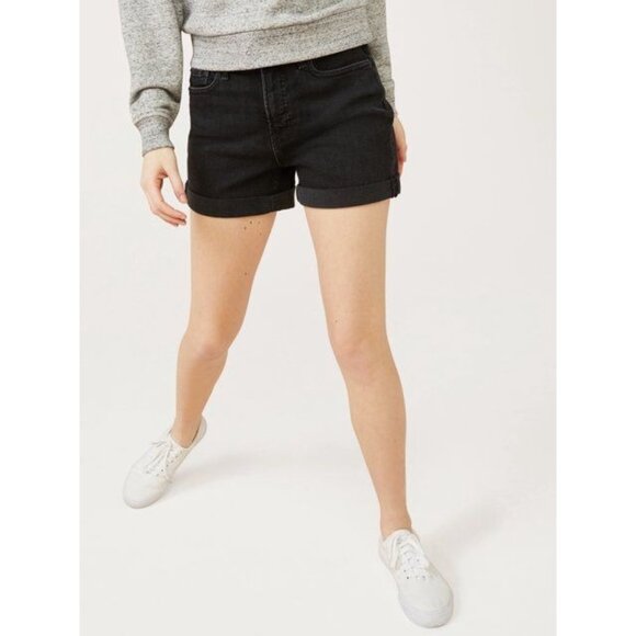 Free Assembly Women’s Rolled Cuff Jean Shorts Size 14 WDN00120 High Rise Black - Picture 1 of 12